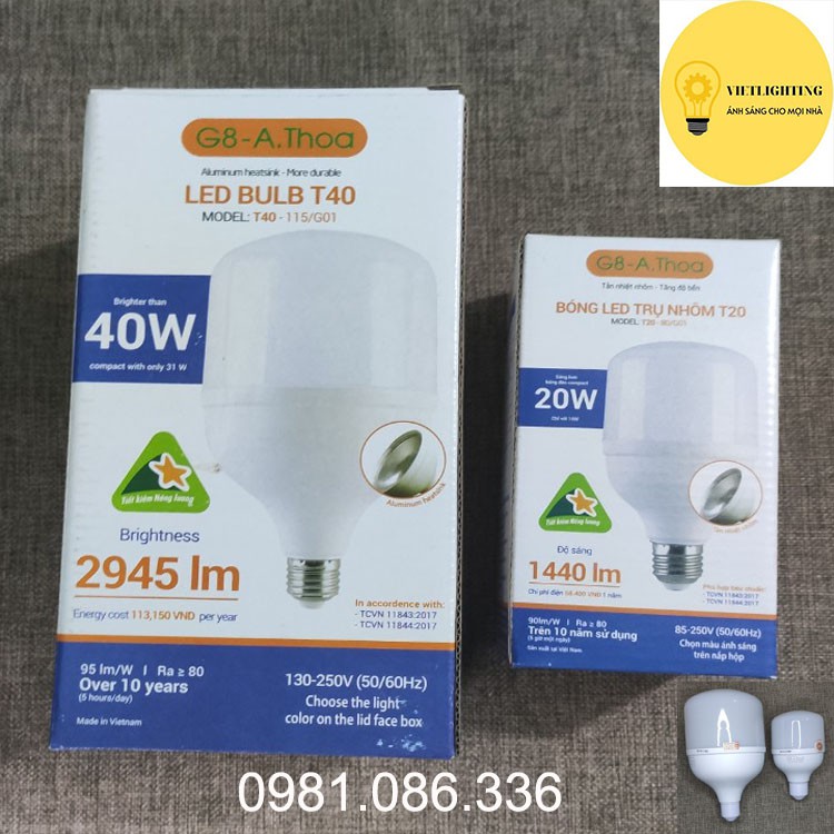 Bóng Đèn Led 20W/40W Cao Cấp Tiết Kiệm Điện Đuôi Đèn E27 Tuổi thọ cao - Bảo hành 12 tháng