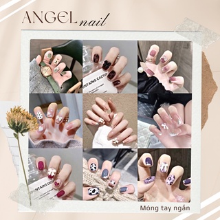 [Hàng mới về]Bộ 24 móng giả đính charm đá form ngắn siêu cưng