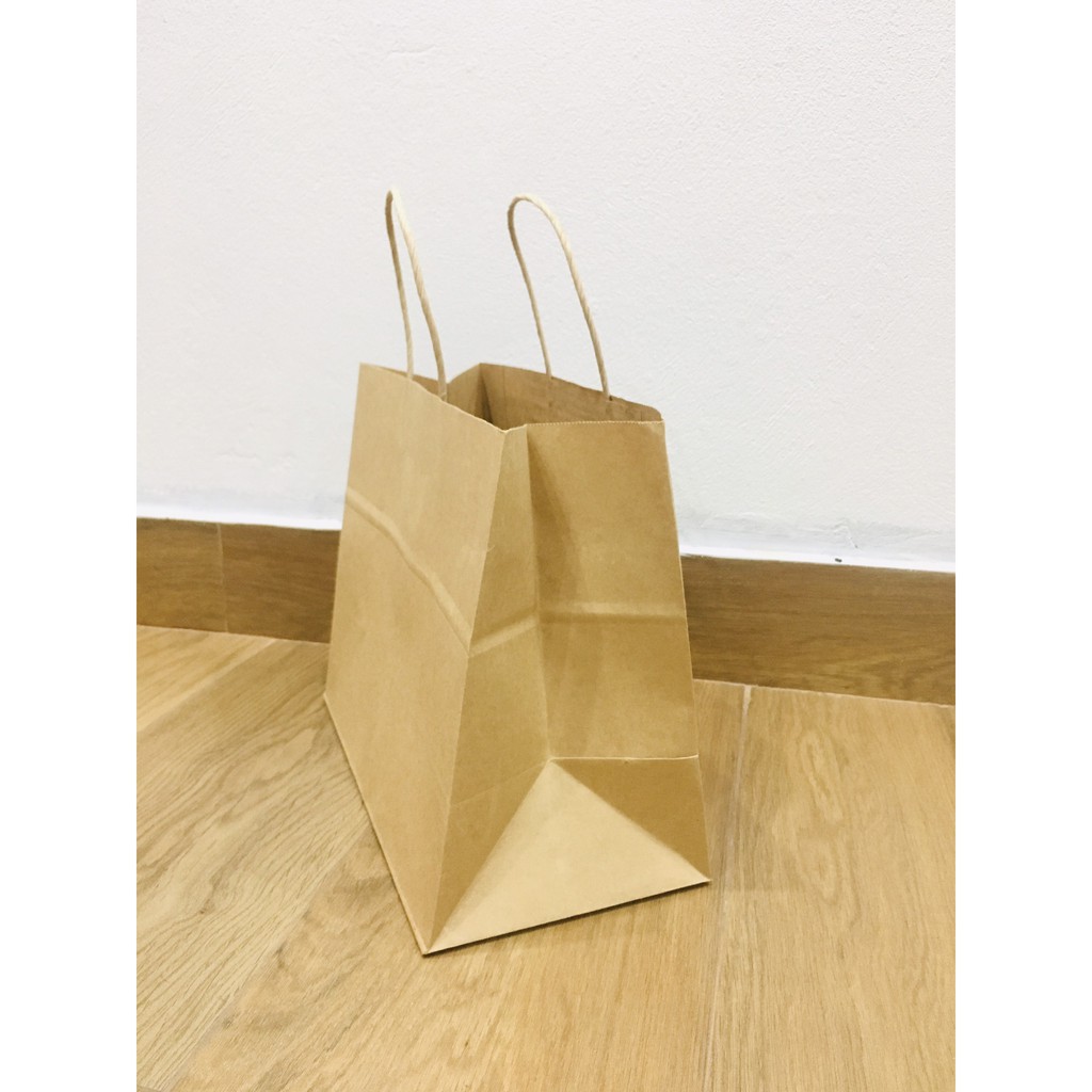 20 túi giấy xi măng kraft nâu Nhật 30x25x15cm có quai dùng đựng quà, gói hàng size lớn