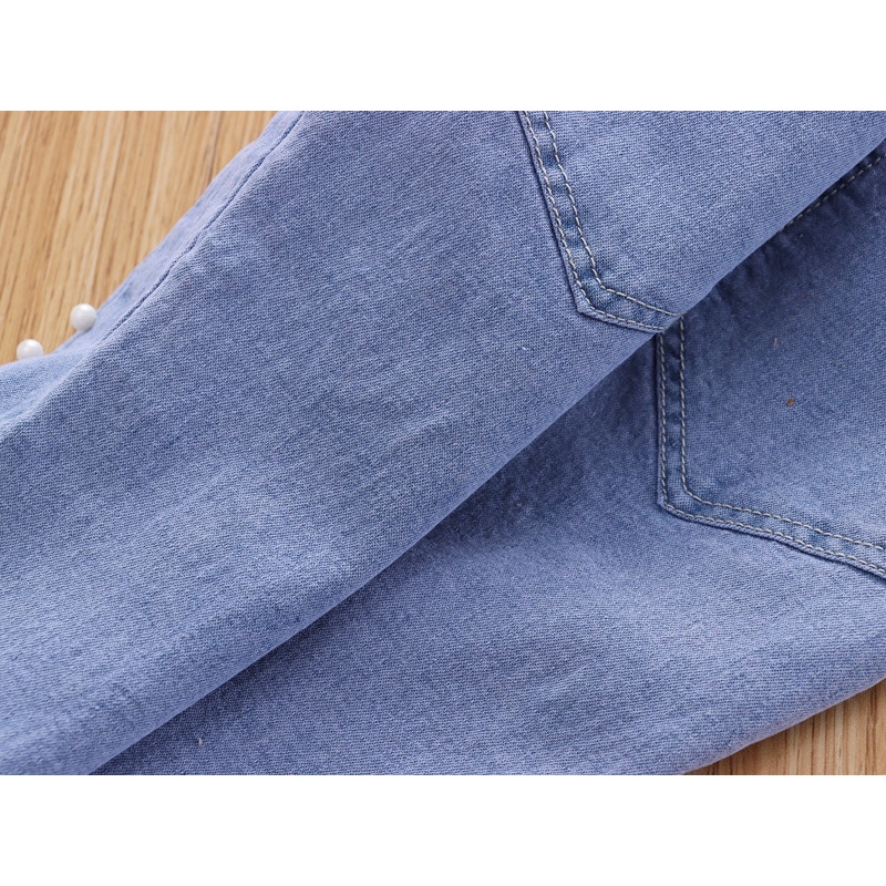 Quần Jeans Thắt Nơ Co Giãn Thời Trang Mùa Hè Cho Bé Gái 1-6 Tuổi