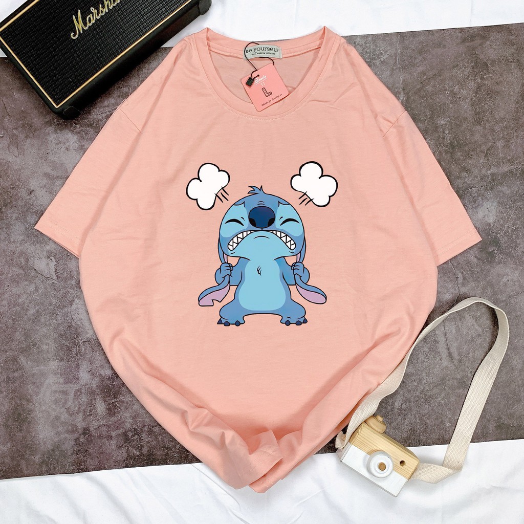 - ÁO THUN TAY NGẮN STITCH ANGRY UNISEX ĐỦ SIZE M L XL HÌNH THẬT TỰ CHỤP