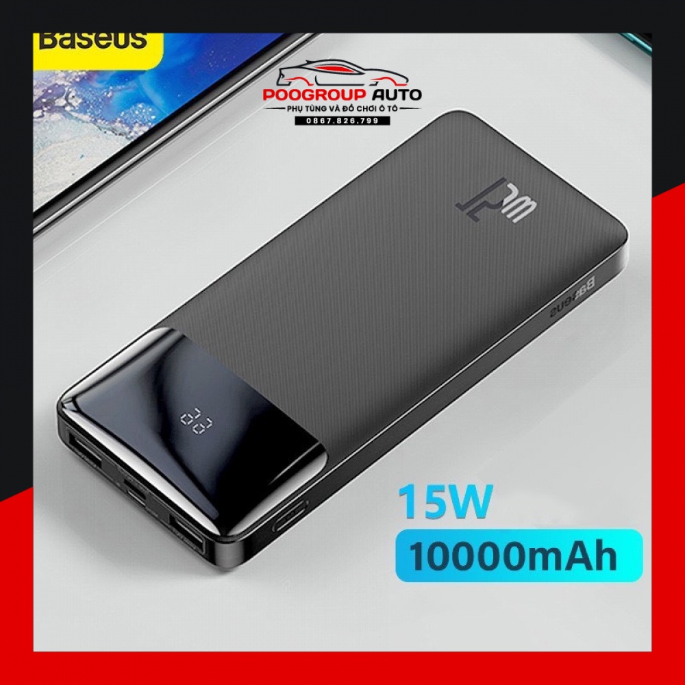 < P >Pin Sạc Dự Phòng BASEUS 15w 10.000mAh TypeC in/out - Sạc dự phòng Baseus Bipow Digital Display Power Bank