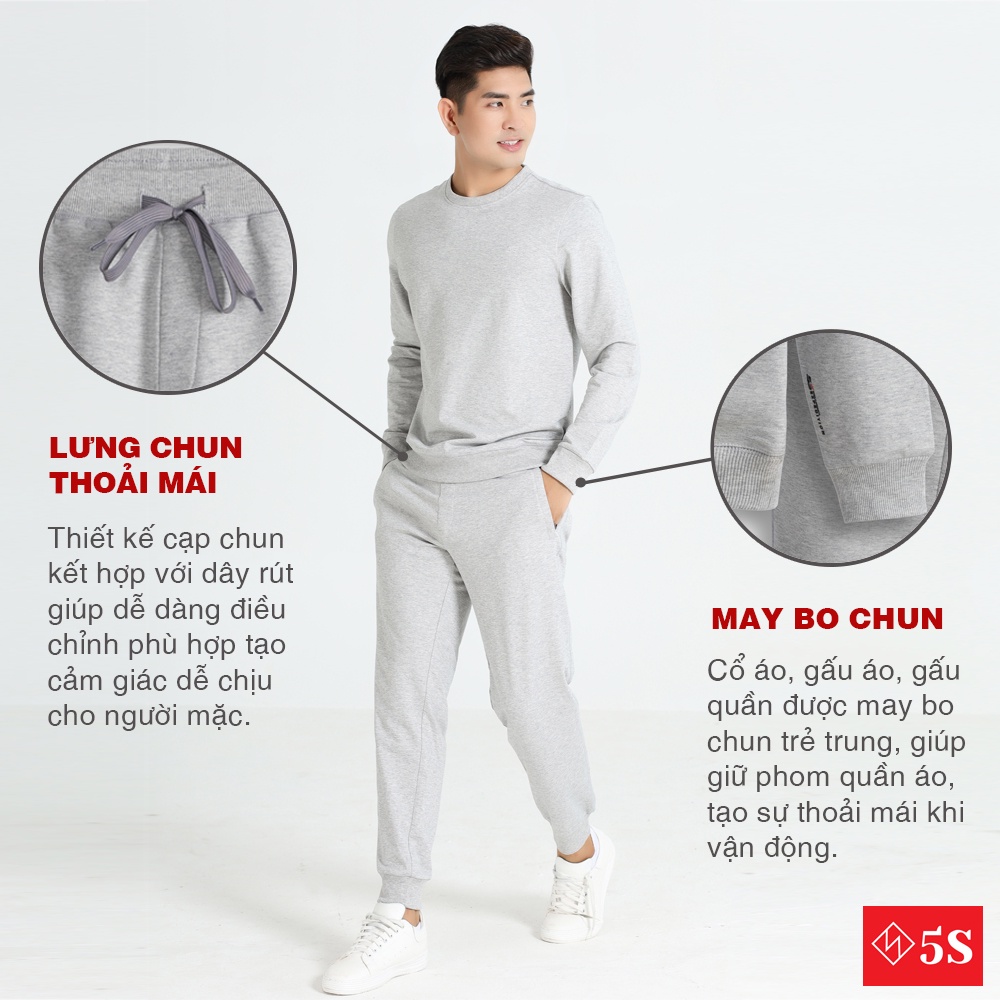 Bộ Quần Áo Nam 5S, Chất Nỉ Cotton Cao Cấp, Mềm Mịn, Không Bai Nhão, Phom Ôm Vừa Vặn, Trẻ Trung, Thoải Mái (BNI21002-05)