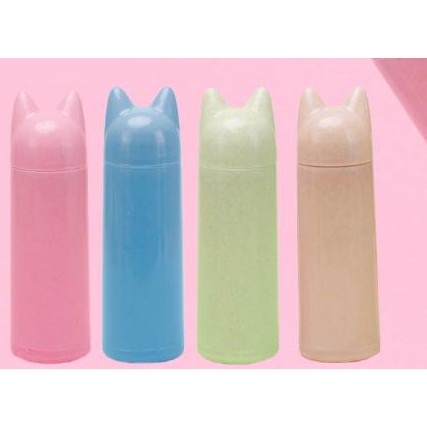 Bình nước tai mèo pastel BN33 giữ nhiệt thuỷ tinh bọc nhựa