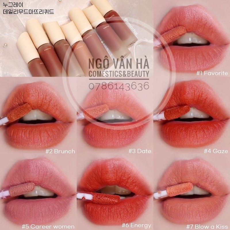 Son Kem Lì Nuegray Daily mood matte liquid Hàn Quốc