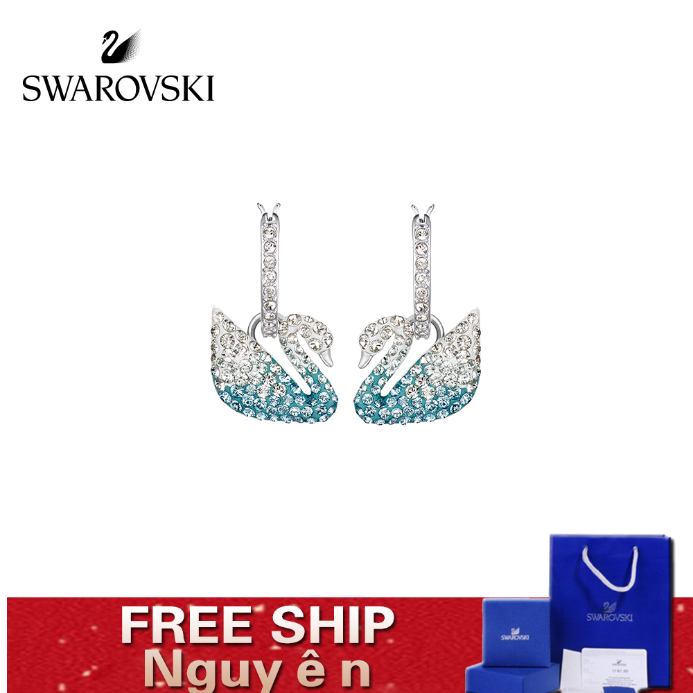 FREE SHIP Bông Tai Cá Tính Nữ Swarovski Thiên nga xanh ICONIC SWAN Earrings Crystal FASHION Trang sức trang sức đeo THỜI TRANG