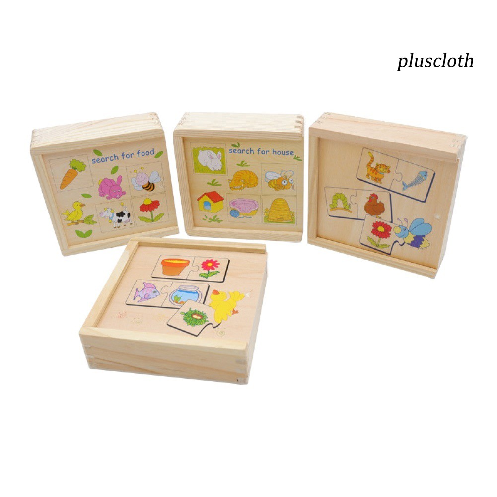 Hộp đồ chơi xếp hình ghép nối bằng gỗ họa tiết động vật đáng yêu dành cho trẻ em