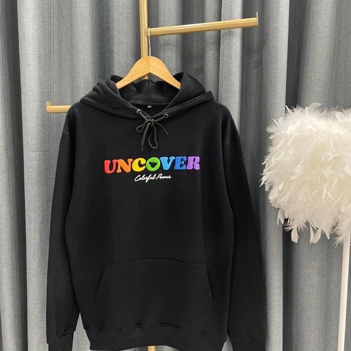 ÁO KHOÁC HOODIE NAM NỮ FORM RỘNG TAY PHỒNG VẢI NỈ MÀU ĐEN IN HÌNH, ÁO HOODIE UNISEX UNICON