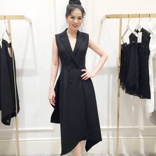 Đầm thun giả vest thiết kế cao cấp sang trọng đi làm đi chơi (kèm hình thật)