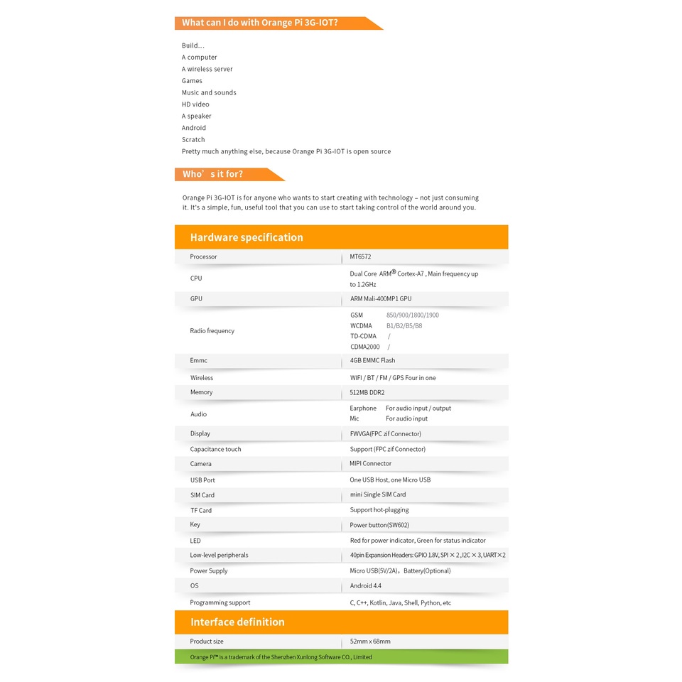 Thẻ Nhớ Bluetooth Android4.4 Mini Pi 3g-iot-b 512mb Cortex-A7 4gb | BigBuy360 - bigbuy360.vn
