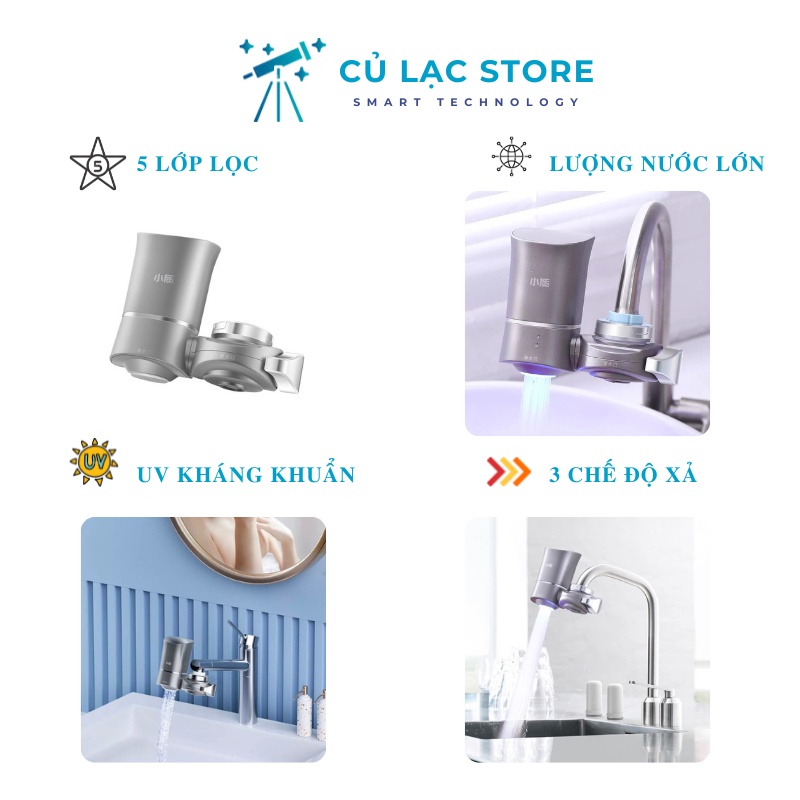 Máy lọc nước tại vòi có đèn UV kháng khuẩn