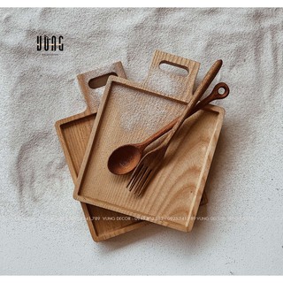 Khay Gỗ Đĩa Gỗ VỪNG DECOR - Khay Gỗ Đựng Đồ Ăn, Bánh Kẹo, Gỗ Tần Bì Màu Sáng - Hàng VNXK [ FreeShip - Giảm 10k Đơn 0đ ].
