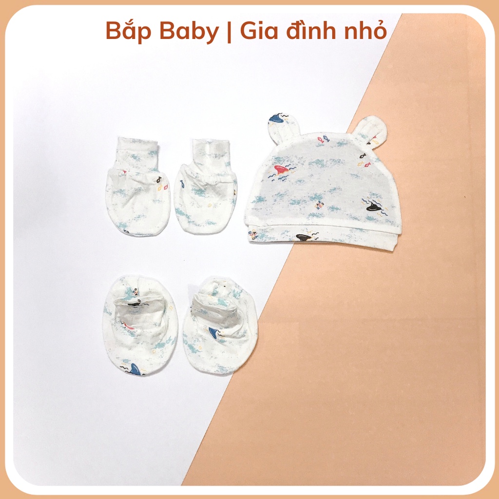 Set Mũ Bao Tay Chân Sơ Sinh UALA ROGO Vải Petit