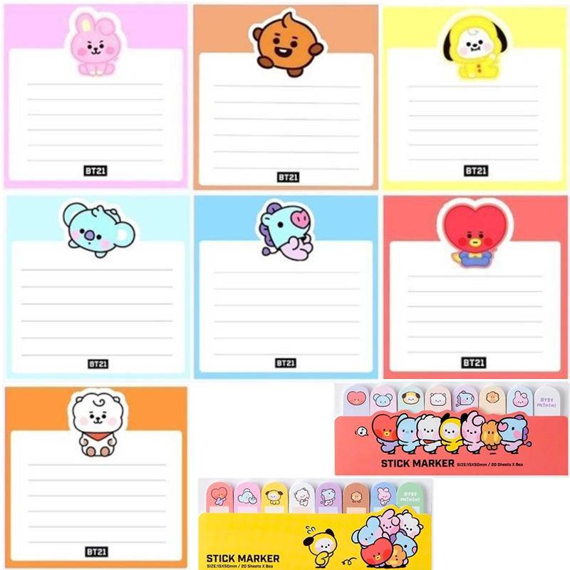 Set 20 Tờ Giấy Ghi Chú Họa Tiết BT21 BTS BT21 Xinh Xắn