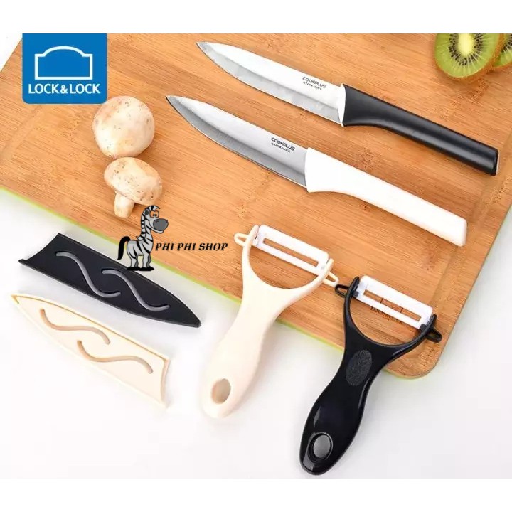 Bộ dao có nắp đậy 5" và dao bào bằng sứ Lock&Lock Cookplus CKK502