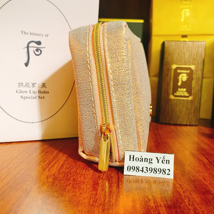 Ví đựng mỹ phẩm, son môi siêu xinh The History of Whoo màu hồng ánh nhũ