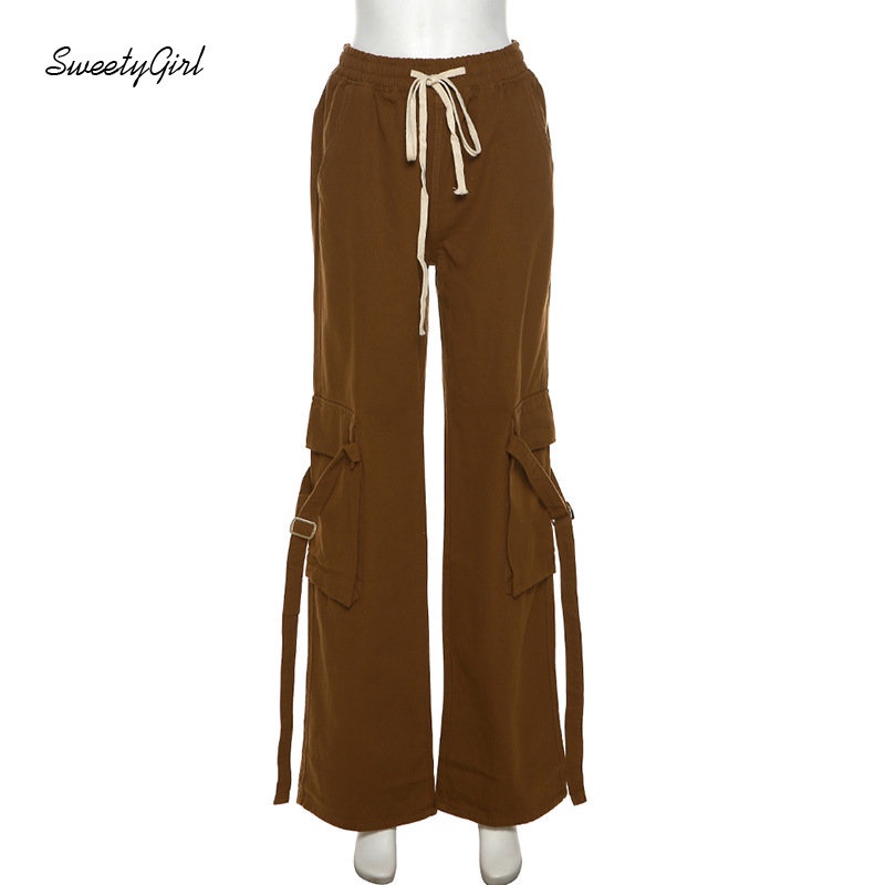 Quần ống rộng Lưng Thấp Màu Trơn Thời Trang 2022 Dành Cho Nữ