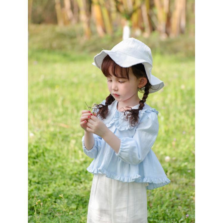 Áo Sơ Mi Tay Dài Cổ Búp Bê Phối Ren Thời Trang Xuân Thu Kiểu Pháp Mới Cho Bé Gái