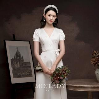 Đầm Cưới Vải Satin Thiết Kế Retro Đơn Giản Trang Nhã Cho Cô Dâu