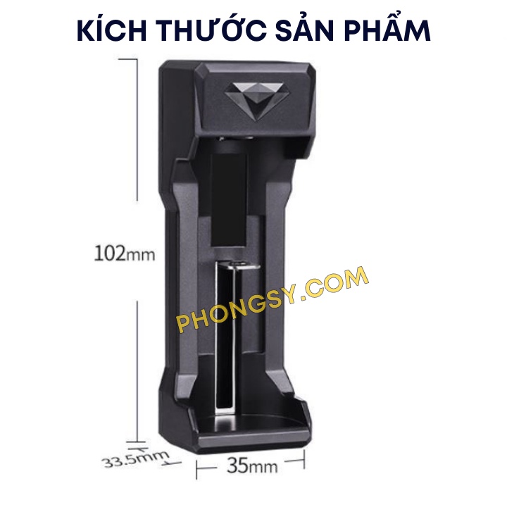 Bộ sạc pin thông minh tự ngắt 1 khe cắm USB cho Li-ion 18650 chính hãng Doublepow