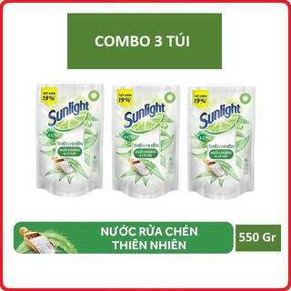 Combo 3 Túi Nước rửa chén Sunlight Thiên Nhiên 550G Túi (Hàng Khuyến Mãi)