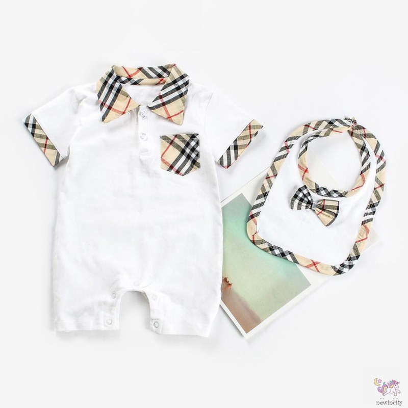 Bộ Áo Liền Quần Caro Hàn Quốc Cho Bé Trai