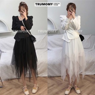 Chân váy xòe dài công chúa nhiều tầng ren đanh Quảng Châu - Trumomy