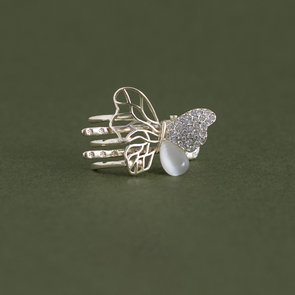 Kẹp Tóc Hình Bướm Bằng Kim Loại Đính Đá Opal Phong Cách Hàn Quốc Cho Nữ