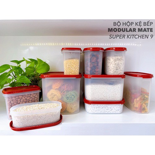Bộ 9 hộp Tupperware thực phẩm kệ bếp Modular Mate Super Kitchen