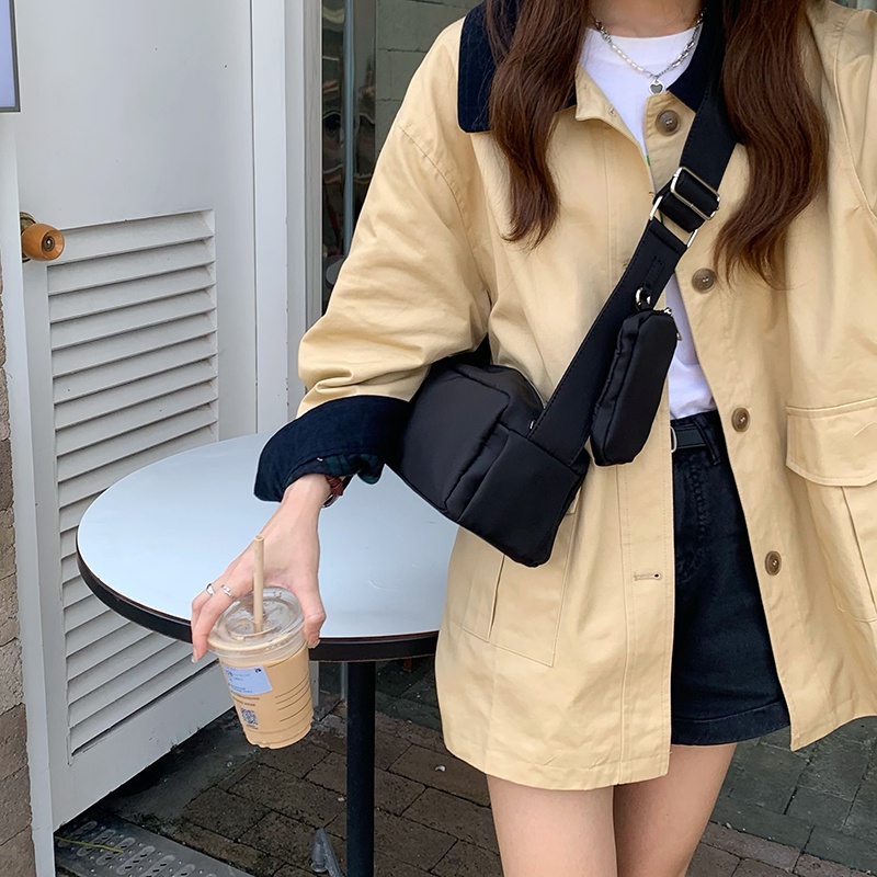 Túi đeo chéo IELGY hình vuông cỡ nhỏ ba chiều màu đỏ/ đen thời trang cho nữ