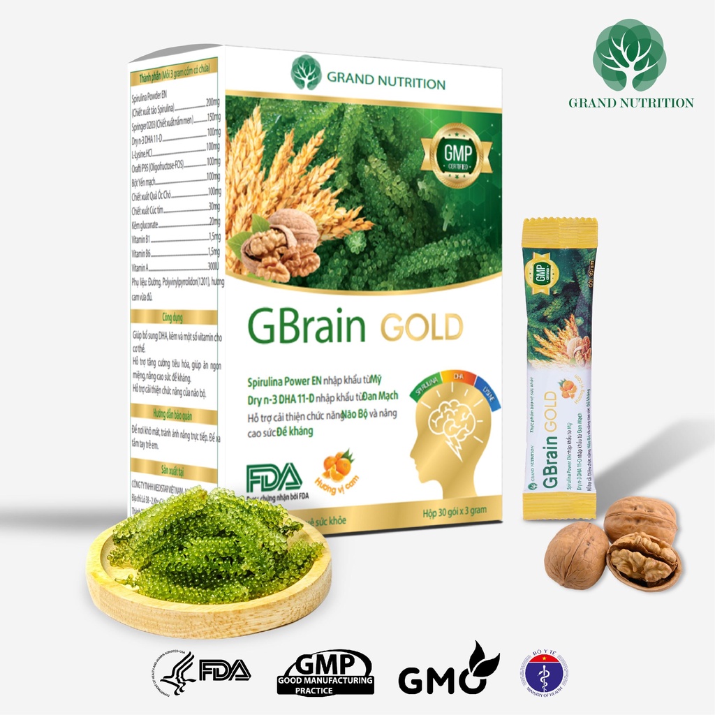 Cốm Trí Não G-brain Gold  Hỗ Trợ Phát Triển Trí Não Cho Bé Chính Hãng