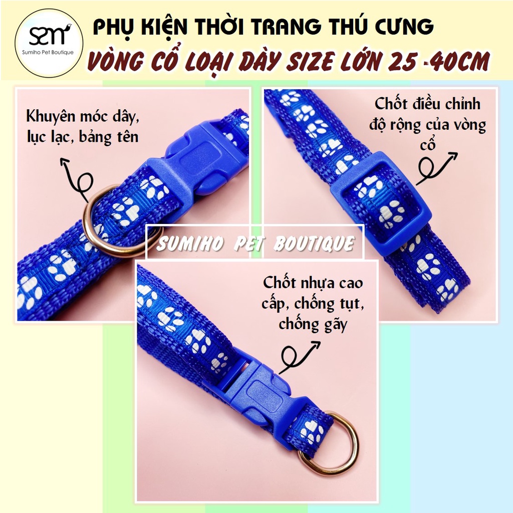 Vòng cổ cho chó mèo loại dày size lớn Taotaopets (4-12kg, vòng cổ 25-40cm) phụ kiện thời trang cho thú cưng