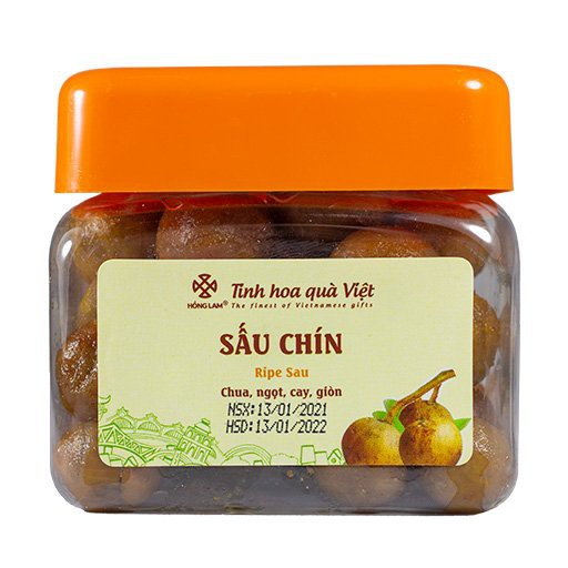 Ô mai (xí muội) sấu chín Hồng Lam, dạng hộp (200gr, 300gr, 500gr). Có vị chua, cay