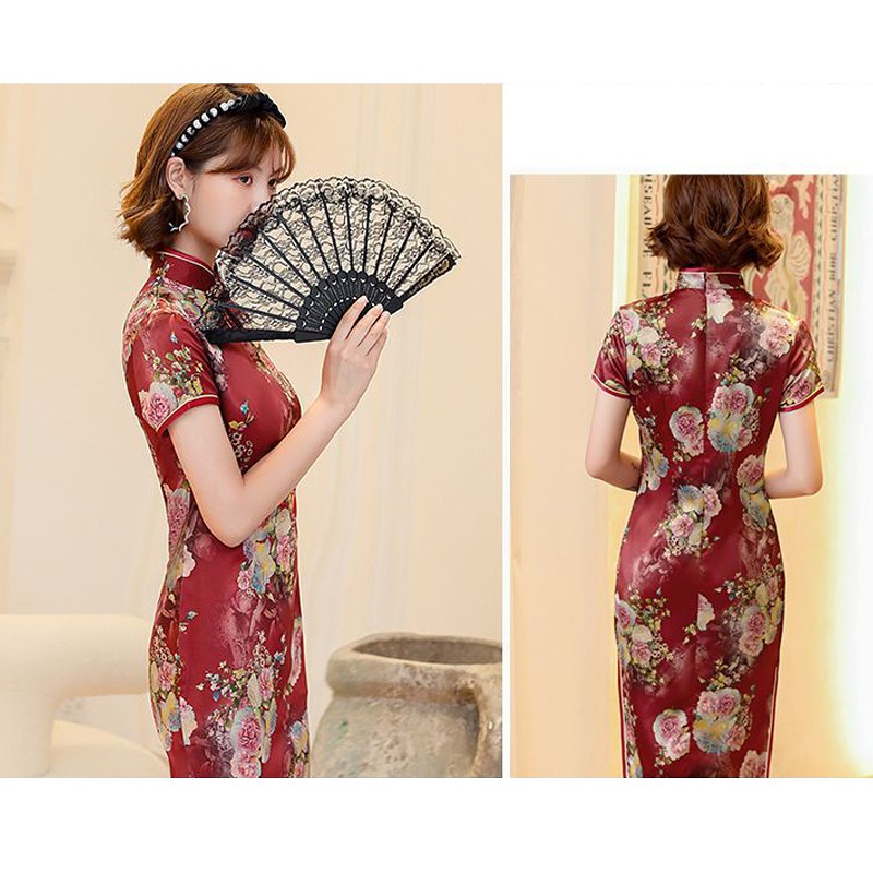 Sườn Xám Ngắn Plus Size M-4XL Thời Trang Mùa Hè Năm 2022 Cho Nữ #2