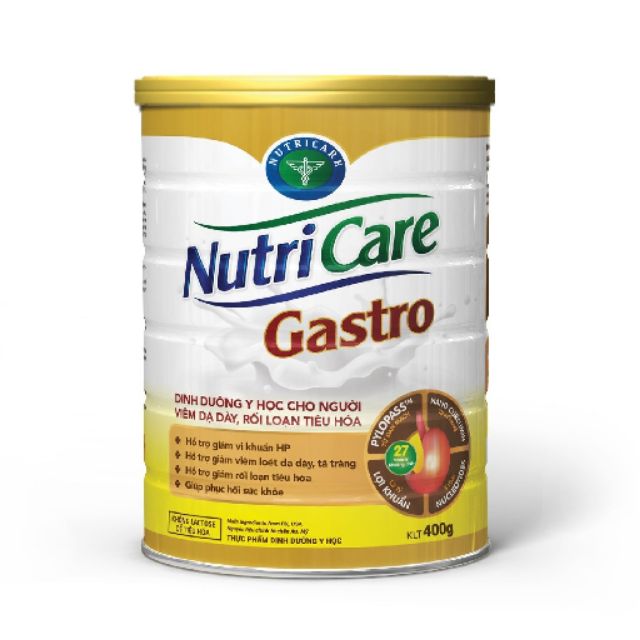 Sữa bột NutriCare Gastro - 400g - DD Y học cho người bị viêm dạ dày và rối loạn tiêu hoá