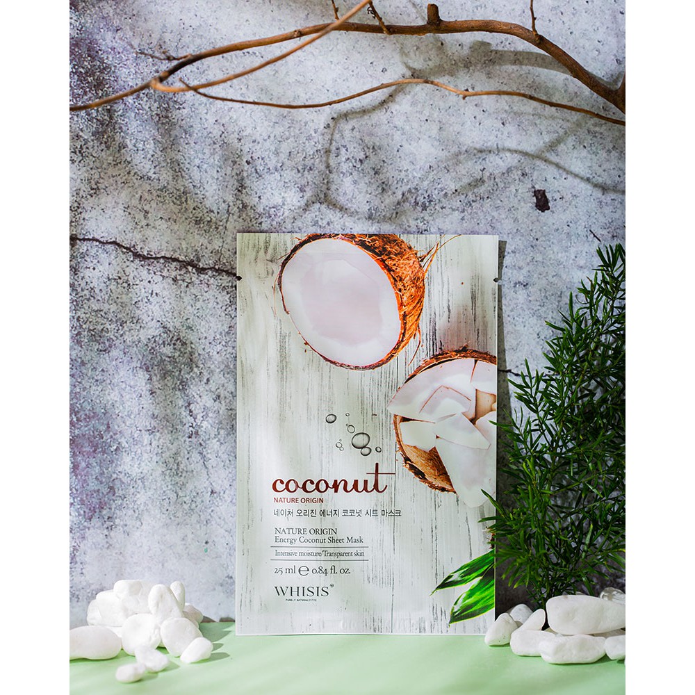 Combo 10 Mặt Nạ Tinh Chất Dừa WHISIS Nature Origin Energy Coconut Sheet Mask Cấp Ẩm 25ml/miếng