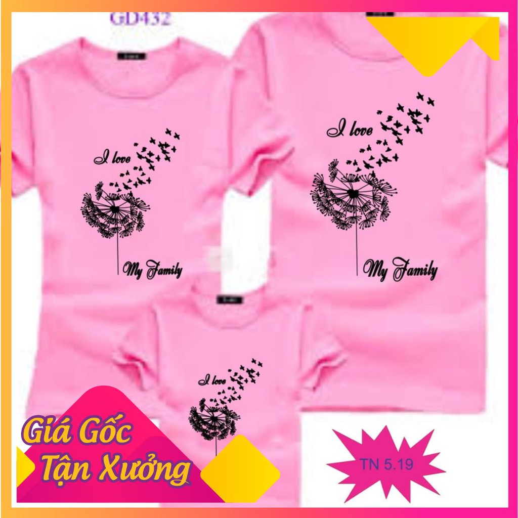 Áo thun gia đinh Thanh Nga full size mẫu I LOVE MY FAMILY VÀ HOA BỒ CÔNG ANH
