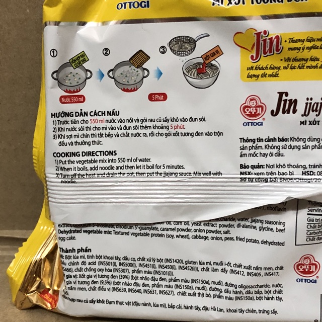 [135 g] Gói Mỳ Trộn Tương Đen Ottogi Jin jjajang Vàng | BigBuy360 - bigbuy360.vn