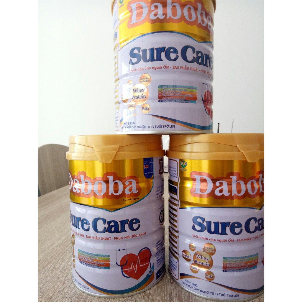 Sữa phục hồi sức khỏe Daboba Sure Care lon 900g - Phục hồi nhanh sức khoẻ, phòng bệnh tim mạch và loãng xương