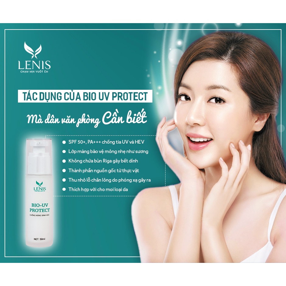 Kem Chống Nắng Dành Cho Da Dầu Mụn - Bio UV Protect LENIS SPF50+ PA+++ Dạng Gel Thẩm Thấu Nhanh Dung Tích 50ML