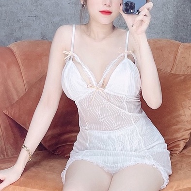 Váy Ngủ Sexy - Đầm Ngủ Xuyên Thấu 2 Dây, Đầm Ngủ Sexy Ren Voan Mỏng Siêu Gợi Cảm Freesize 40-55kg - Linqustore