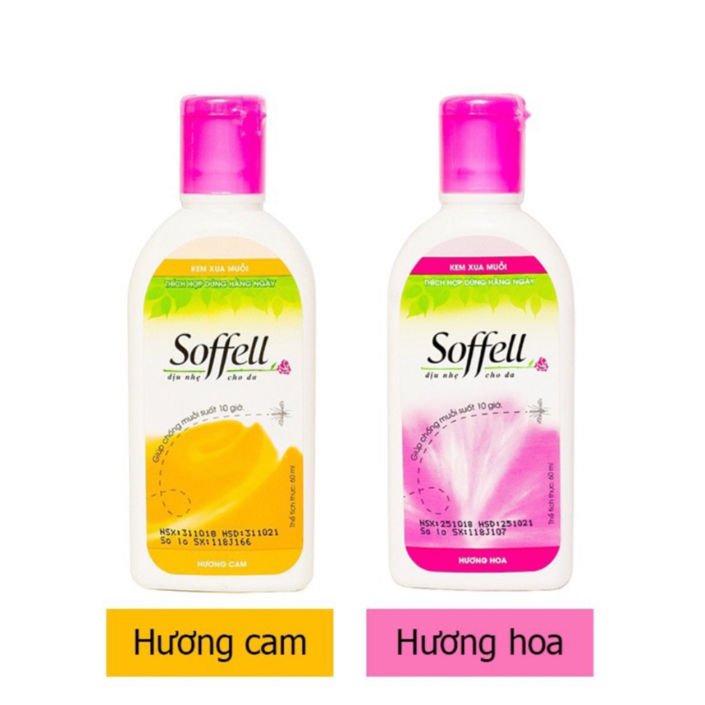 Kem chống muỗi Soffell hương thơm tự nhiên an toàn cho da bảo vệ da khỏi muỗi đốt trong nhiều giờ (60ml)