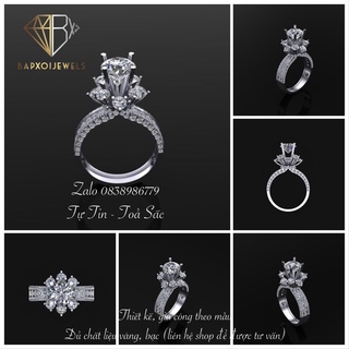 Nhẫn moissanite chất liệu bạc 925 xi bạch kim - MG02