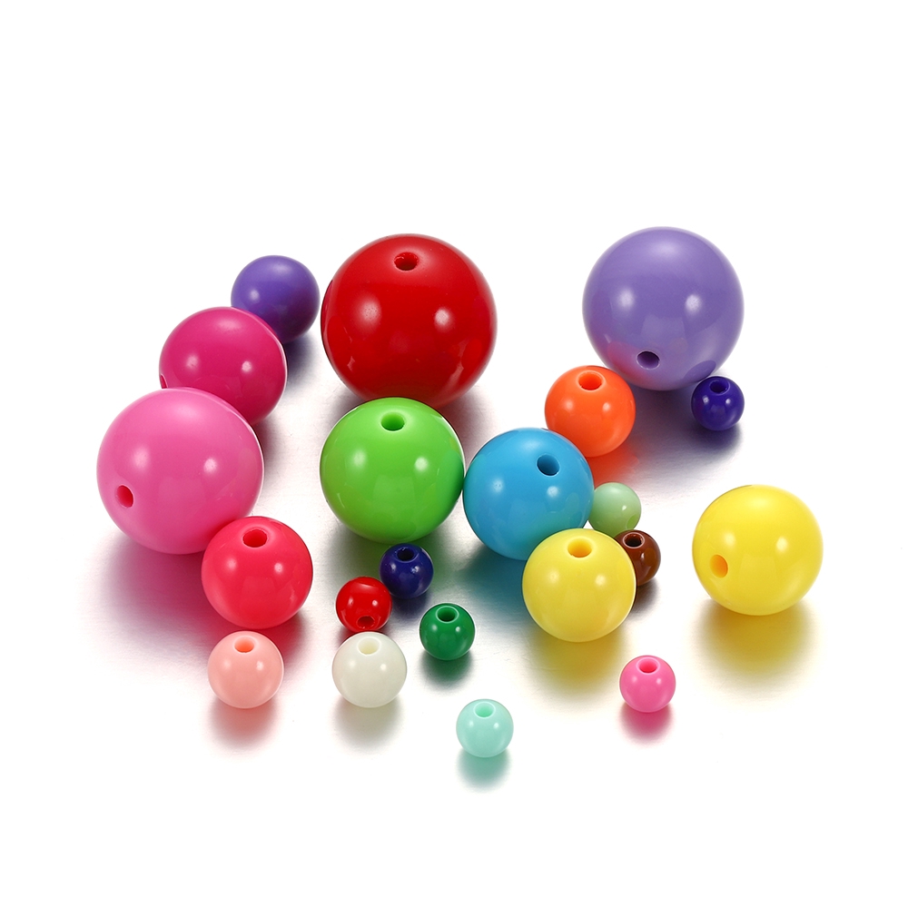 Set 200 hạt xỏ lỗ ST.KUNKKA acrylic nhiều màu sắc tùy chọn 6-20mm dạng tròn dành cho làm đồ trang sức DIY