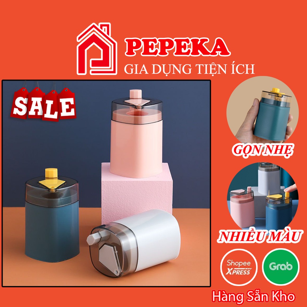 Hộp đựng tăm có nút nhất tự động thông minh, lọ hũ đựng tăm xỉa răng PEPEKA 15LDT