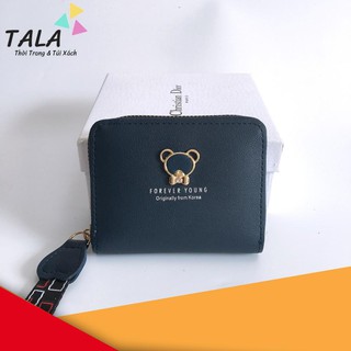 [Free Ship 20K] Ví cầm tay nữ mini ngắn Đính Mặt Gấu Dễ Thương - Thời Trang Phụ Kiện TALA