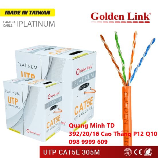 Cáp mạng Golden Link UTP Cat5E chính hãng TAIWAN 30M - 50m