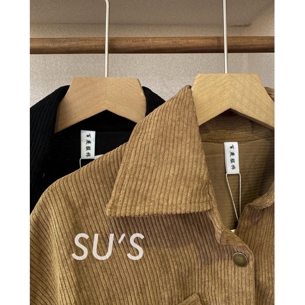 Áo sơ mi nhung gân 2 túi trước cúc bấm A2162 SUSTORE