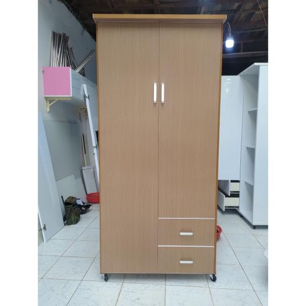 Tủ Nhựa Đài Loan 2 Cánh Màu Gỗ Sồi Đậm 148