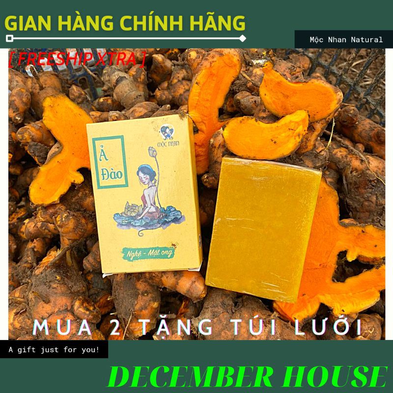 Xà bông nghệ, mướp đắng, xà phòng thiên nhiên handmade giảm mụn lưng, mờ thâm, sáng da Ả Đào chính hiệu MỘC NHAN 100gr